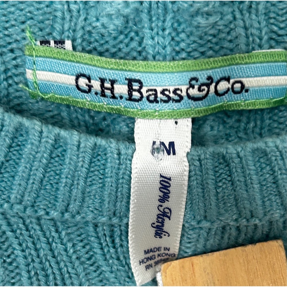 G.H. Bass & Co Super Soft Turquoise Cable Knit Sweater Women's Size Medium - Picture 3 of 4